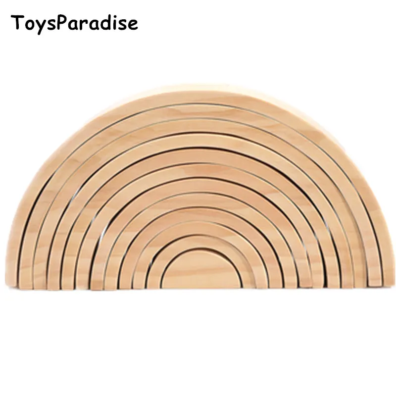 Skup Dropshipping 12 sztuk natura drewna Rainbow bloki drewniane zabawki dla dla dzieci klocki dla dzieci kształt zestaw Box zestaw prezent edukacyjny dla dzieci w wieku przedszkolnym