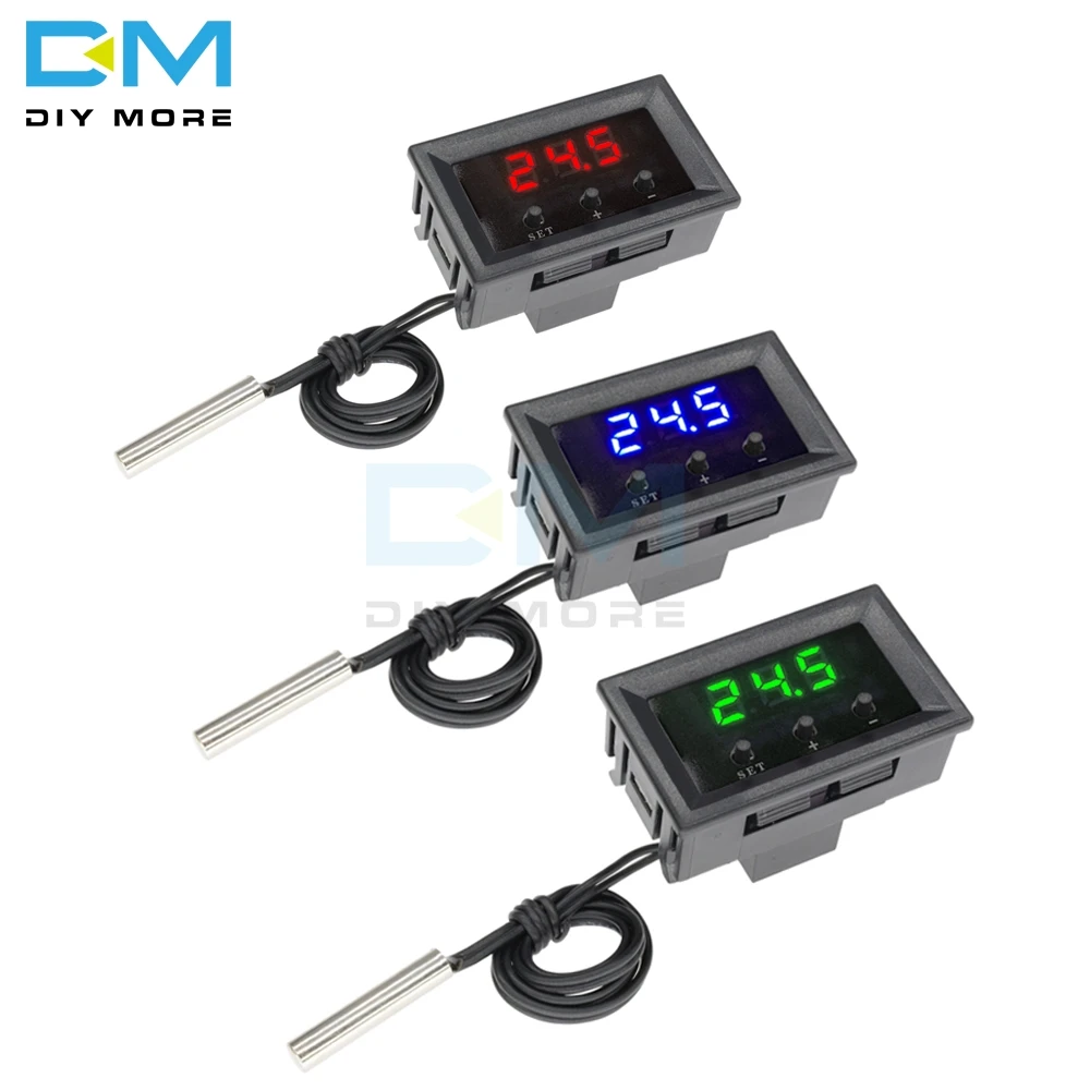 DC 12V W1209 цифровой термостат контроллер термометра модуль красный синий зеленый светодиодный водонепроницаемый датчик NTC|Интегральные схемы| | АлиЭкспресс