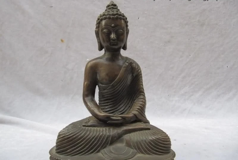 

Tibet Folk Fane classical Old Bronze Sakyamuni Amitayus cassock Buddha Statue