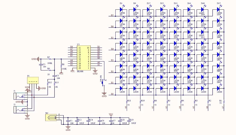 4 цвета красный/синий/зеленый/желтый 8x8 5 В FFT аудио спектр аудио индикатор Голосовое управление матрица светодиодный электронный DIY наборы