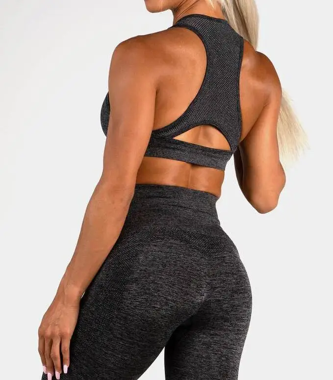 gray set Women Gym Shorts High Waist Seamless Sport Yoga Shorts Go dry Summer Running Shorts Sportswear Athletic Push Up Fitness Shorts - Цвет: gray set