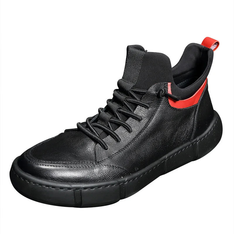 

winter plush real leather shoes men autumn winter British retro all-match cowhide cashmere breathable sneaker fashion boots mens
