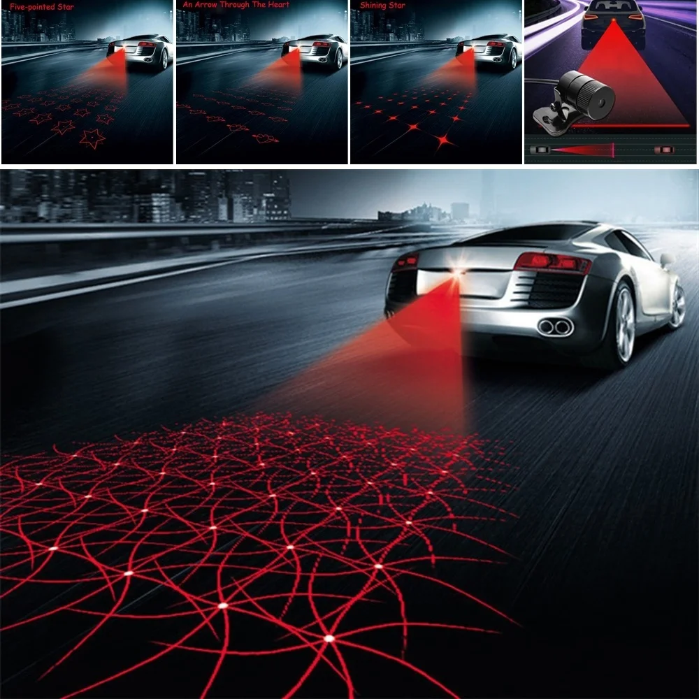 

New Pattern Anti Collision Rear-end Car Laser Tail Fog Light Auto Brake Parking Lamp Rearing Warning Light Car Styling DC12v