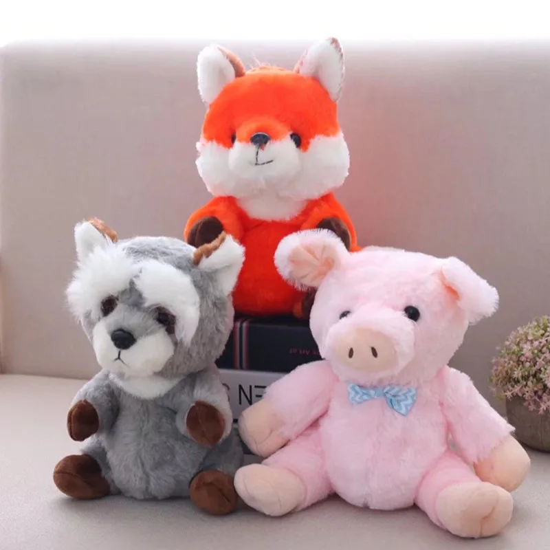 Super Cute Cartoon Raccoon Fox Pink Pig Plush Toys Soft stuffed Animal Dolls for girls kids lover best Christmas/birthday gifts Super Cute Cartoon Raccoon Fox Pink Pig Plush Toys Soft stuffed Animal Dolls for girls kids lover best Christmas/birthday gifts