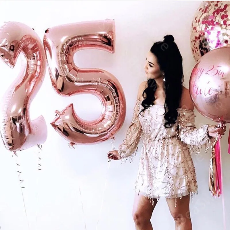 

1pcs 16inch/30inch Rose Gold Number 0-9 Aluminum Foil Air Balloon Birthday Party Decoration Wedding Room Baby Shower Supplies
