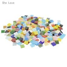 She Love 450 шт разноцветная квадратная стеклянная мозаичная плитка для рукоделия
