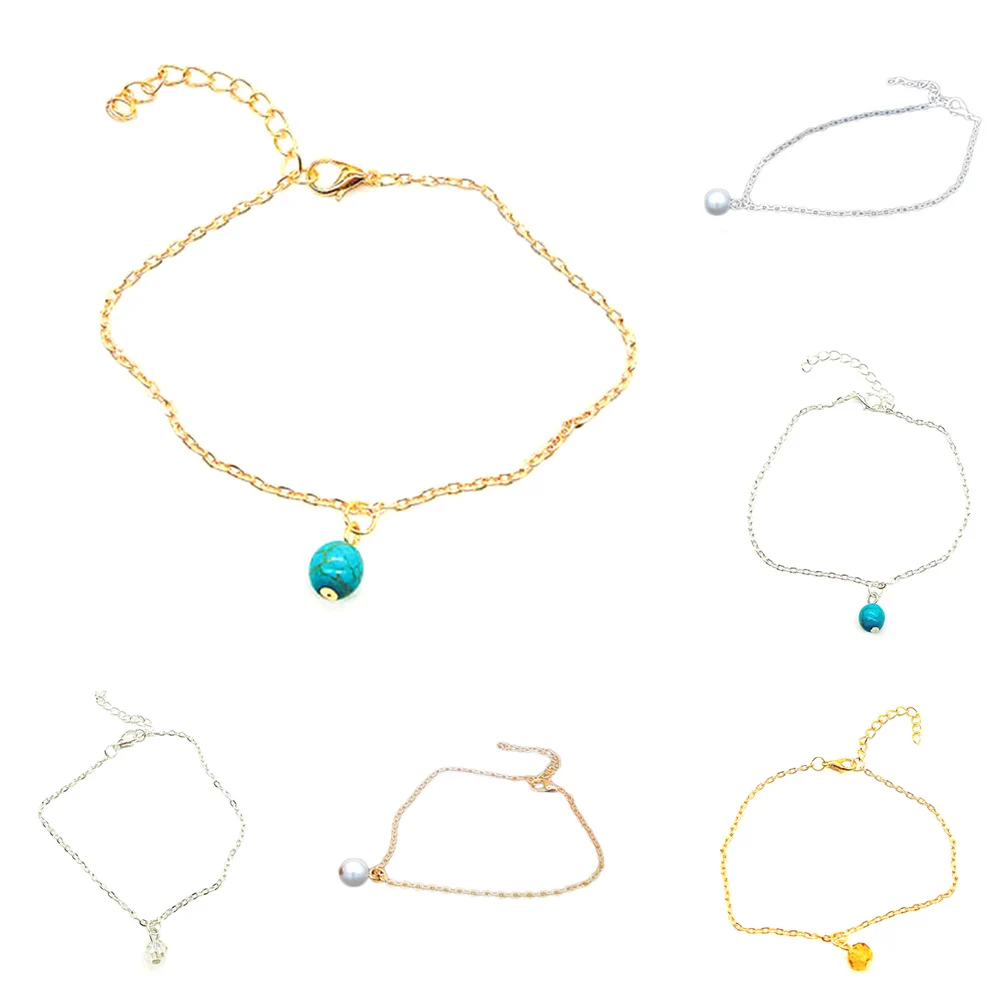 

1Pcs Ankle Bracelet Feet Leg Chain Pearl Barefoot Sandals Anklets For Women Bead Beach Anklet Foot Jewelry