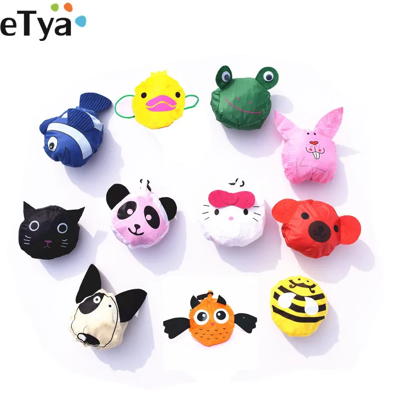 

eTya New Cartoon Cute Shopping Bag Reusable Grocery 2019 Animal Prints Travel Eco Foldable Shopping Tote Handbag Pouch Case
