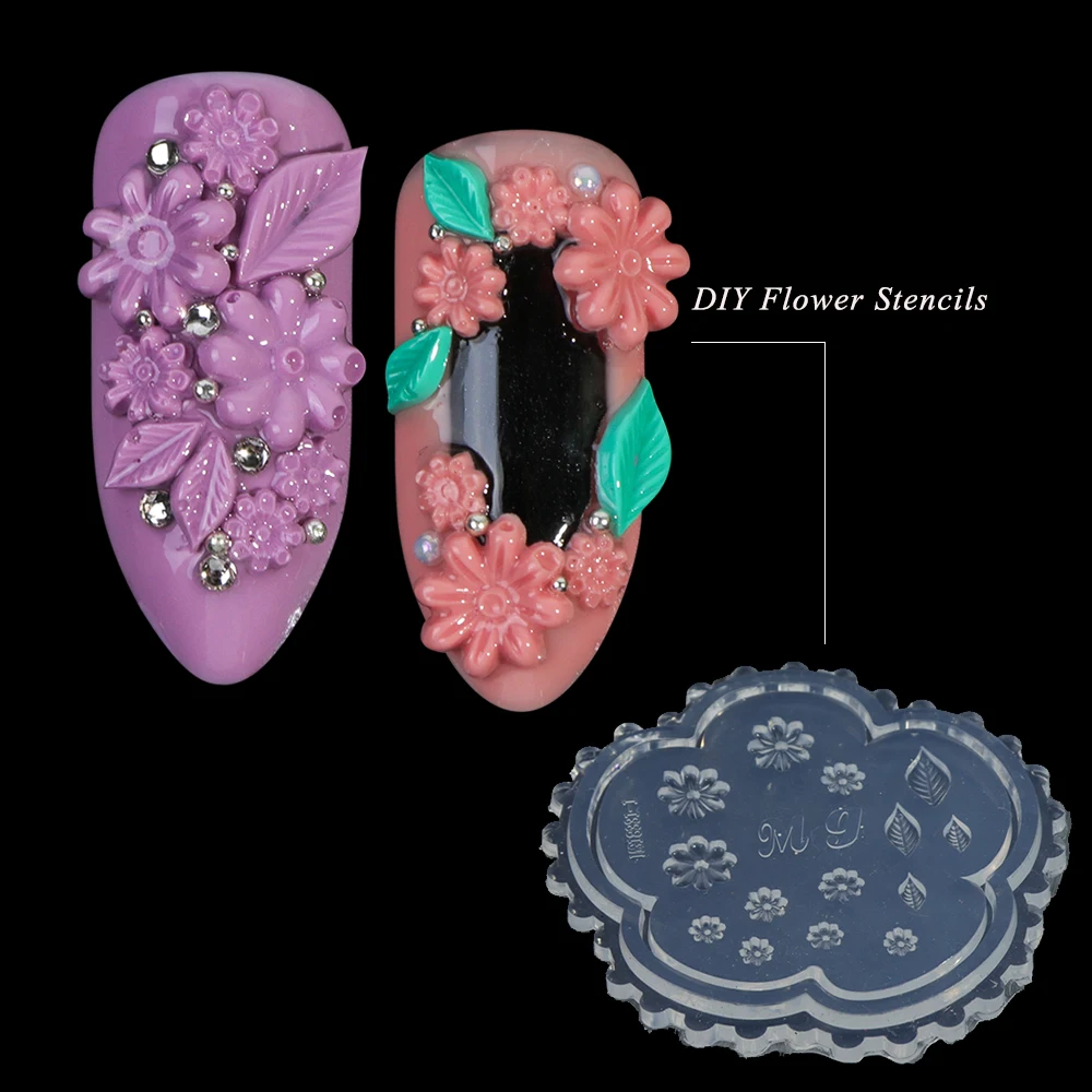 1 шт. новая силиконовая форма трафареты для ногтей цветок перо королева леди шаблон 3D УФ гель Резьба Скульптура штамп для DIY Декор CHA14
