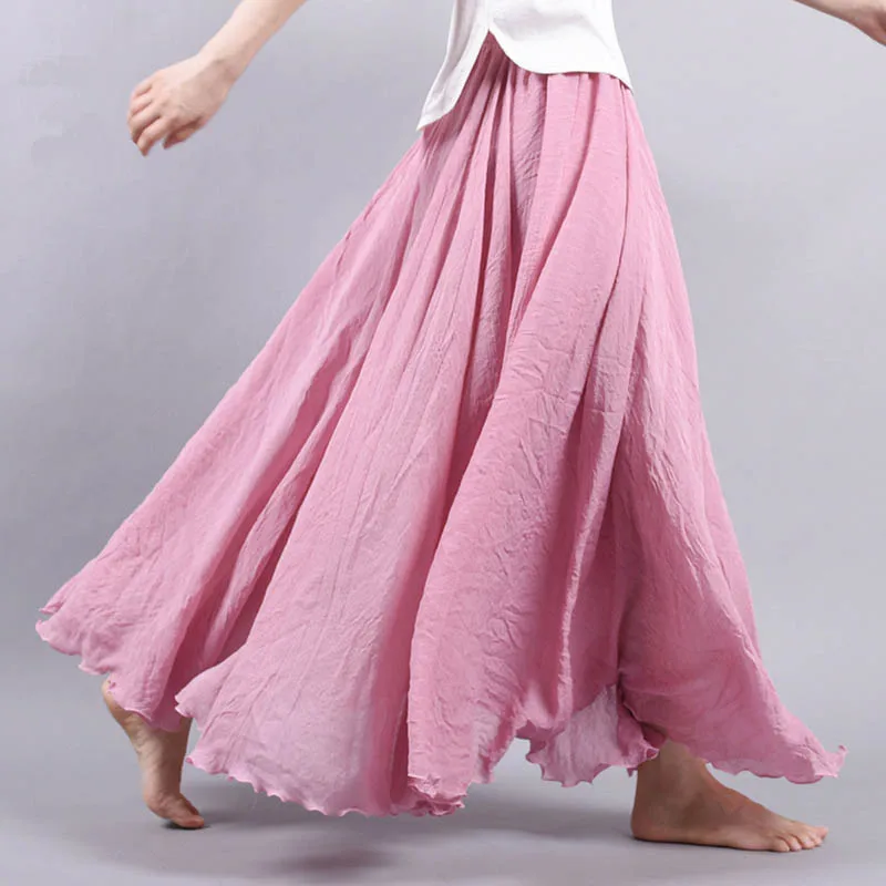 14 Colors Summer Long Skirt Womens Bohemian Brand Circel Cotton Maxi ...