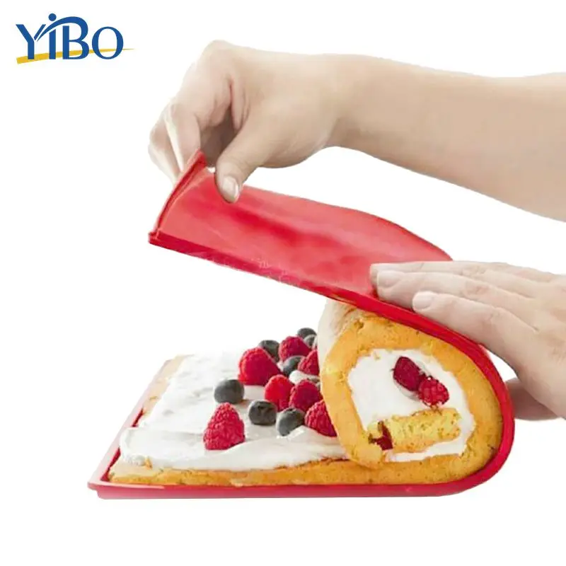 

YIBO 1PC Food Grade Silicone Baking Dish Oven Mat Cake Roll Pad Baking Mat Swiss Roll Pad Kitchen Pastry Tool Non-stick Insert