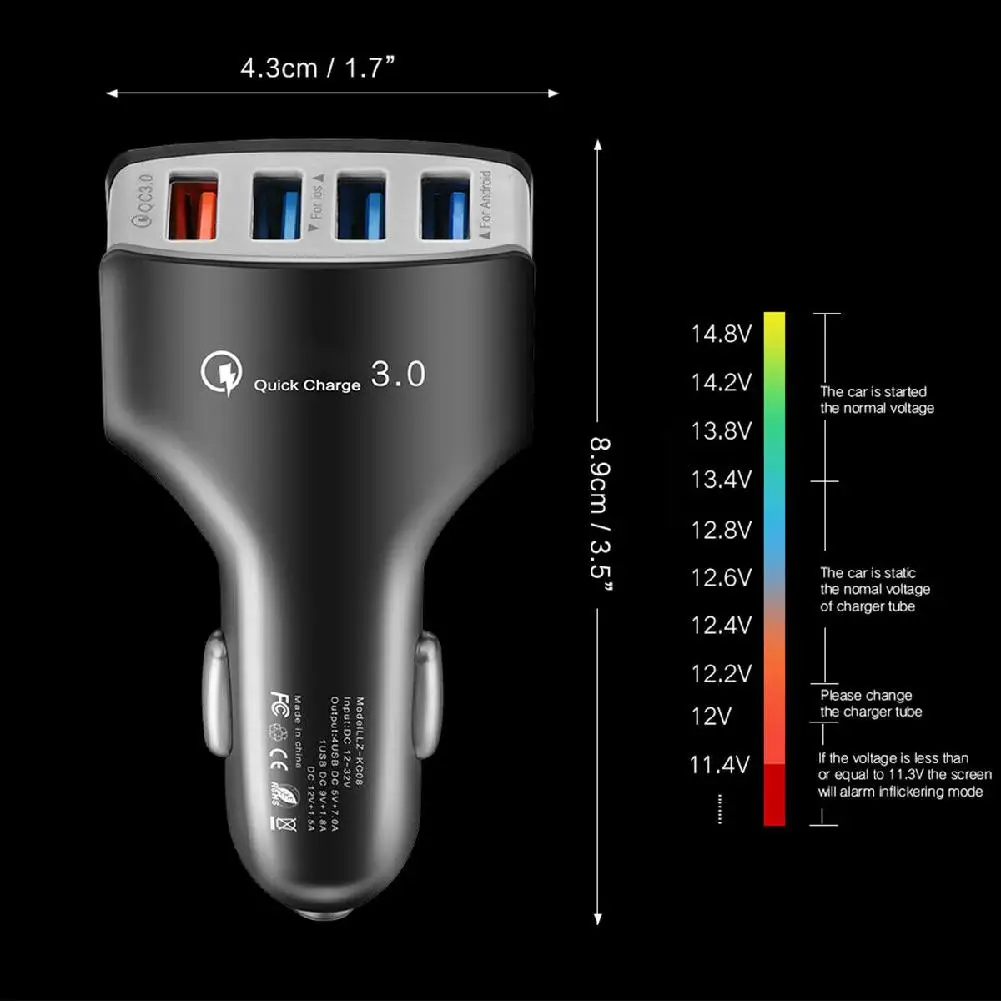 Быстрая зарядка QC 3,0 Автомобильное зарядное устройство 4 порта USB для Xiaomi Mi 9 huawei P30 Pro samsung S8 S9 S10 iPhone планшет телефон Быстрая зарядка r25