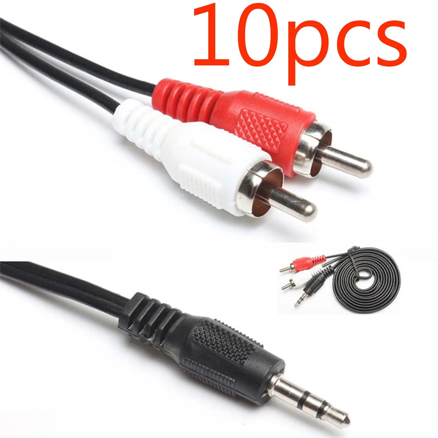 10pcs 3.5mm To 2 RCA Audio Y Adapter Cable/Cord/ For Creative Zen MP3
