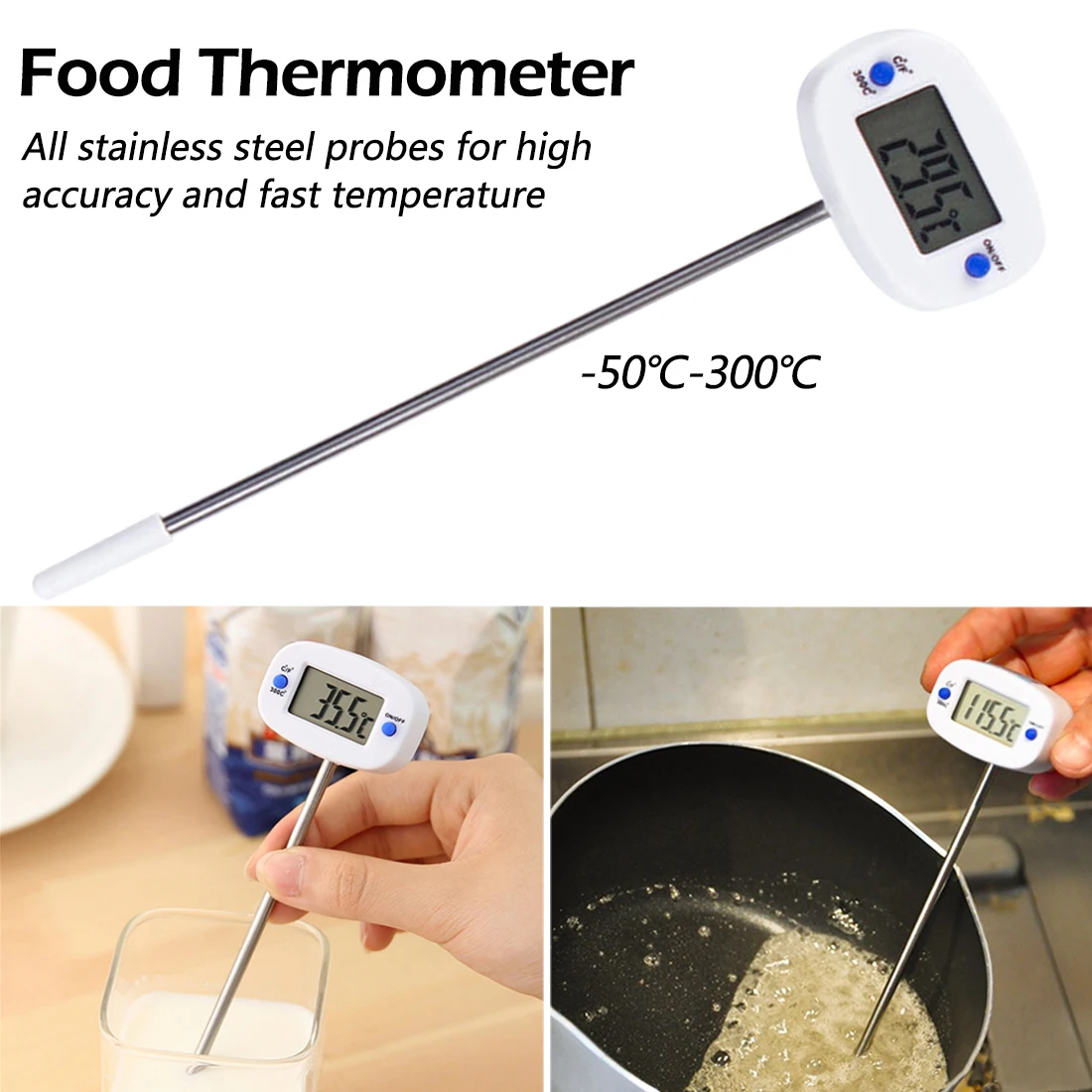 Термометр для барбекю, мяса, вращающийся цифровой термометр для еды, печь для шоколада, молока, воды, масла, кухонный электронный зонд