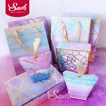 

10Pcs/lot Romantic Bronzing Purple Love Starry Sky Cake Box Gift Box,Chocolate Muffin Biscuits Box for Cookie Package Gifts