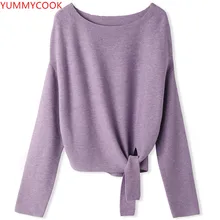 Осенняя мода простой Узкие вставки с длинными рукавами Круглый воротник сплошной цвет вязание дна Футболка Для женщин одежда A486