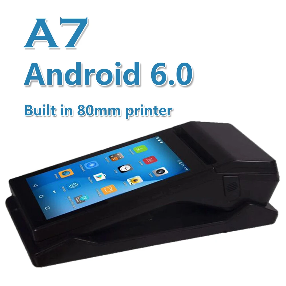 

A7 Android 6.0 Rugged PDA 3G Barcode Camera Scanner Handheld Pos terminal built in thermal bluetooth printer 80mm wifi