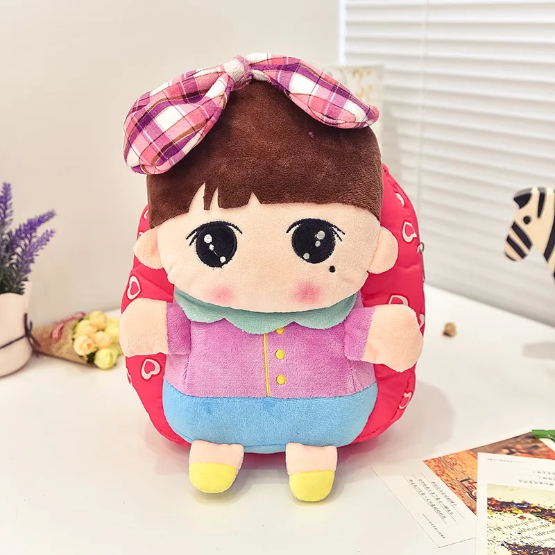

Little Girl Doll Plush Backpack Cloth Doll Mini Bag Preschool Preschool Children 1 To 3 Years Old