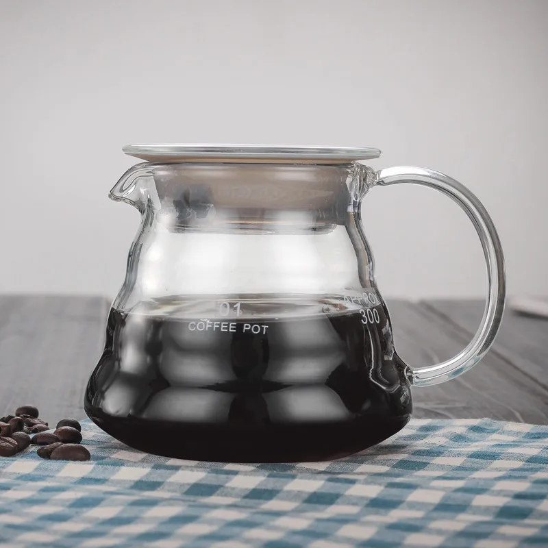 Термостойкая стеклянная кофейная капельница для Hario V60, капельный чайник, бутылка для воды, бариста, кувшин для кофе, креативный кофейник - Цвет: 360ml