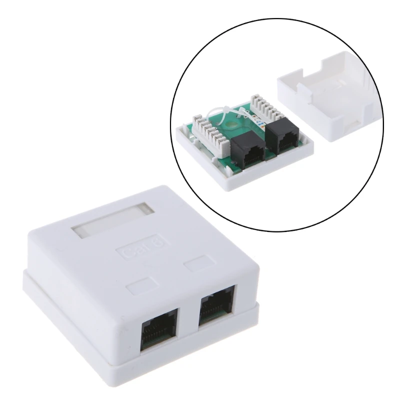 

RJ45 Junction Box CAT6 Network Connector 2 Port Desktop Extension Cable Box