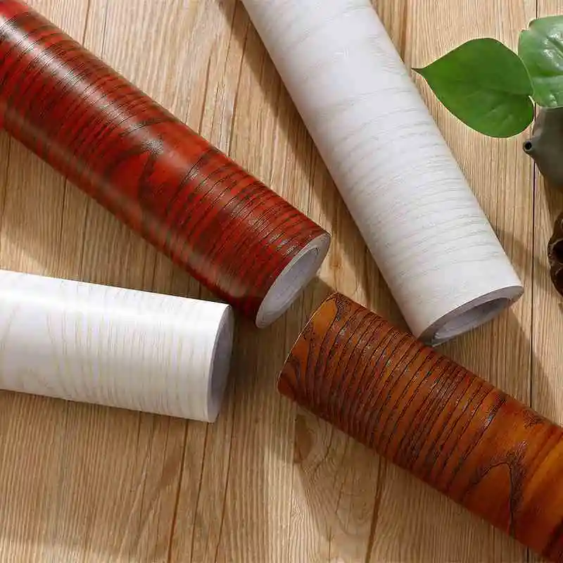 3D simulation solid wood grain self adhesive wall paper wardrobe