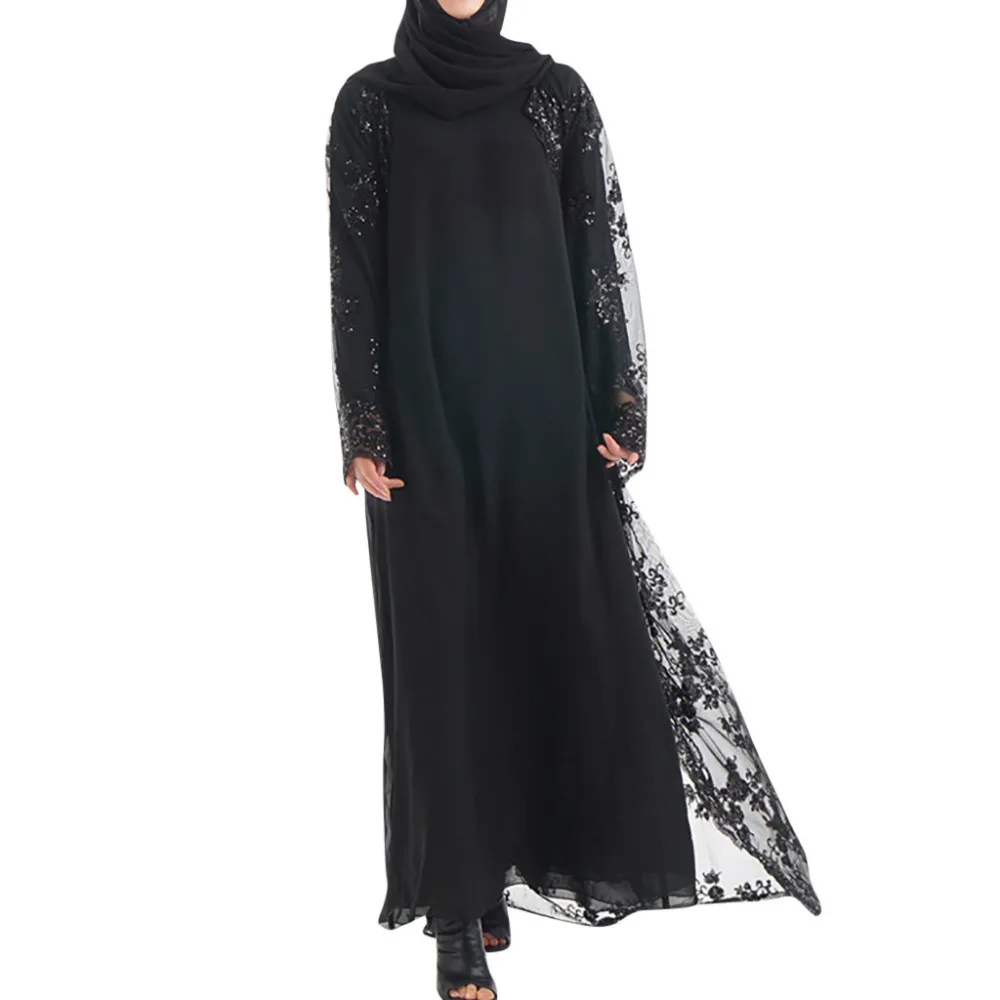 

Muslim Women Lace Sequin Cardigan Maxi Dress Kimono Open Abaya Robe Kaftan Dubai tesettur elbise kaftan moroccan kaftan turkey
