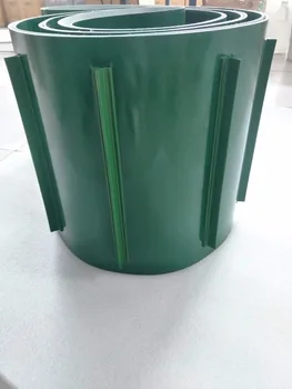

Green PVC conveyor belt with cleats PVC conveyor belt with profiles
