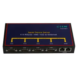 4 порта Rs232 в Ethernet конвертер Поддержка Rs232 Rs485 Rs422 к Ethernet Vcom/tcp-сервер/Tcp клиент/Udp (США Plug)