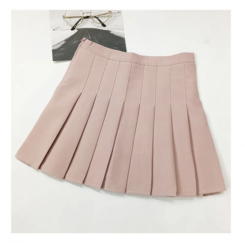Новые плиссированные юбки в стиле Лолиты с высокой талией Harajuku, мини-Матросская юбка трапециевидной формы для девочек, юбки японской школьной формы большого размера - Цвет: PINK