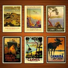 Cartel de viaje al turismo del mundo de la vendimia PAN AM Airways pinturas clásicas en lienzo pósteres de pared pegatinas decoración del hogar regalo