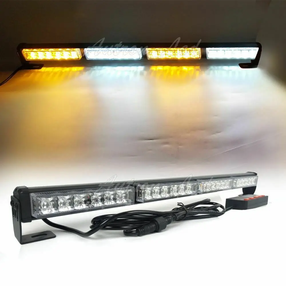 

24" 24W Amber White LED Traffic Advisor Strobe Lightbar Warning Emergency Patrol