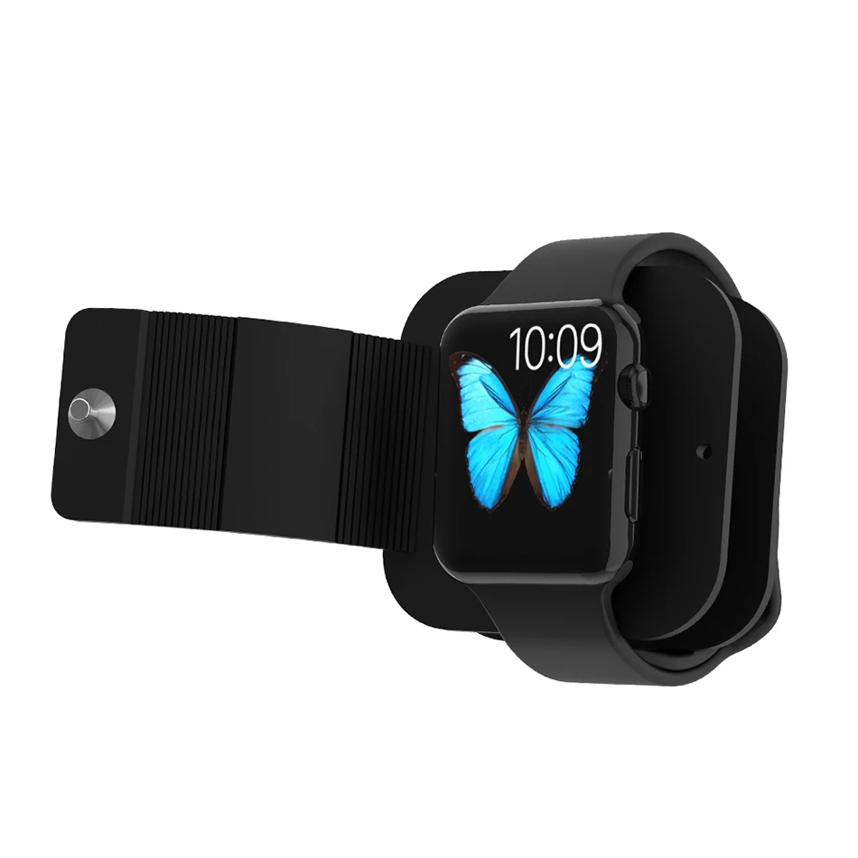 Подставка для зарядки KISSCASE для Apple Watch, Подставка для зарядки, защитный чехол умных часов, мягкий силиконовый Настольный держатель - Цвет: Black