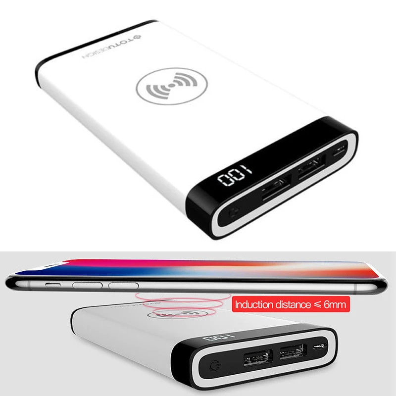 

8000mAh Mobile Battery Qi Wireless Charging 2 USB LCD LED Portable Battery Charger for Samsung Galaxy Note 9 8 / S9 S8 S7 Plus