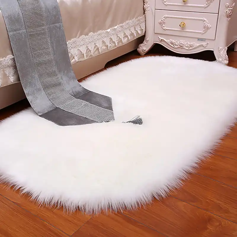 Detail Feedback Questions About White Grey Plush Faux Fur Fluffy White Grey Plush Faux Fur Fluffy Wool Oval Carpet Area Rug Living Room Bedroom Bedside Carpets