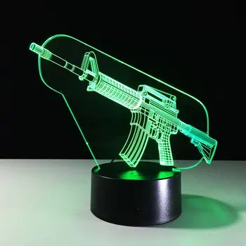 

3D Gun LED Table Light Touch Switch Night Light Lamp Remote Control and Bluetooth Speaker Option Gift Gun Led Lamp