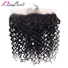 13x4 Orelha A Orelha Fechamento Frontal Cheia Do Laço Com Cabelo Do Bebê Brasileiro Do Cabelo Onda Profunda 13x4 parte livre Fechamento Cabelo Humano Natural