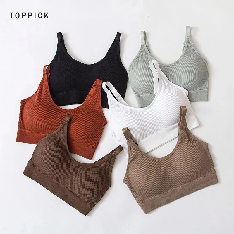 

Casual Women Underwear Shear Seamless Vest Bra Tops Slim New Solid Crop Top Without Steel Ring Ladies Slim Vest Top 2019 New