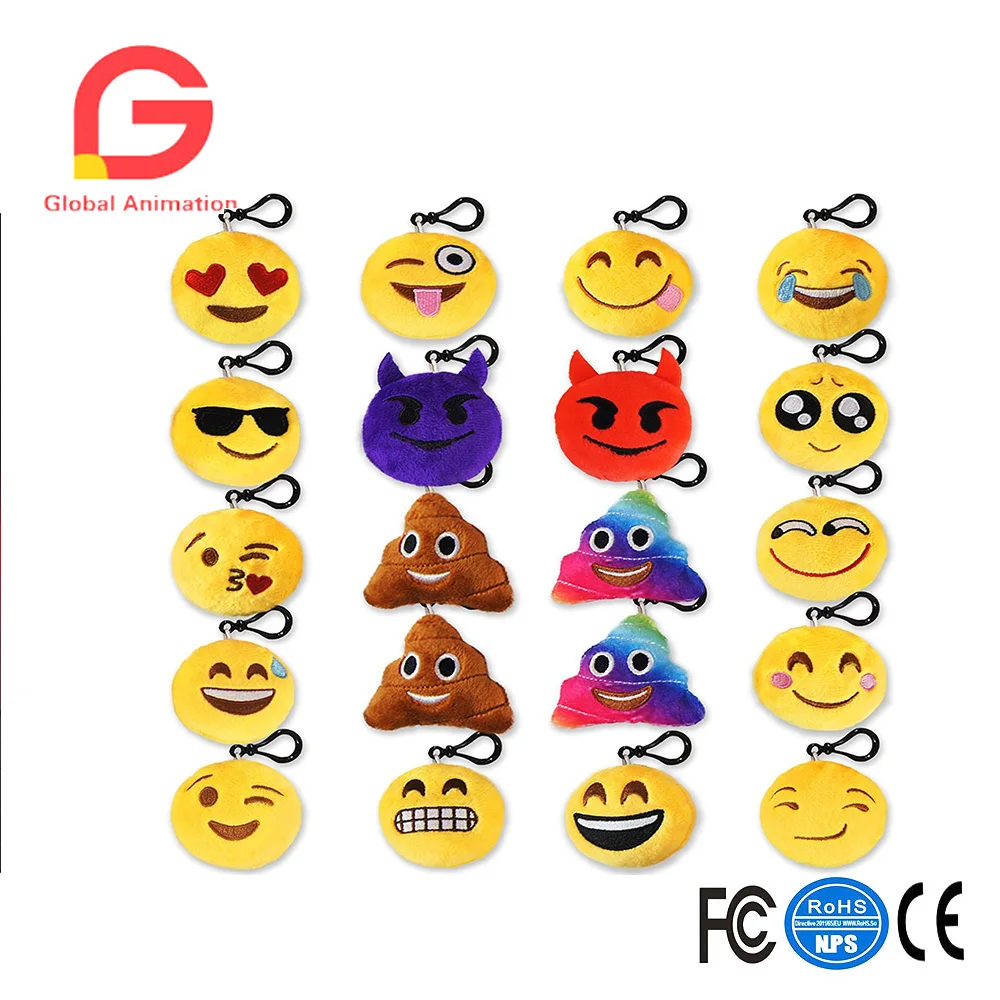 Pack of 20 5cm/2" mini Emoji Keychain Cushion Pillows Set Party