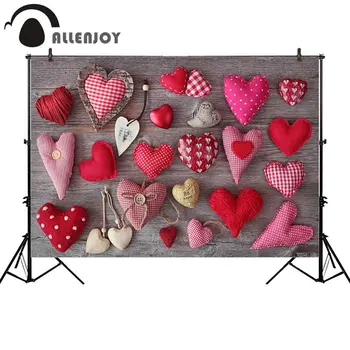 

Allenjoy photography backdrop 14 February Valentine's Day heart wood love baby background photo studio shoot props photocall