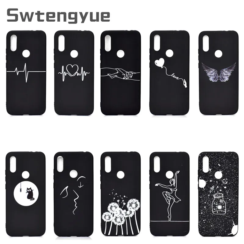 

Soft TPU Pattern Case For Fundas Huawei Y6 2019 Cover Abstract Art Lover Silicone Black case For Huawei Y6 pro 2019 case capa
