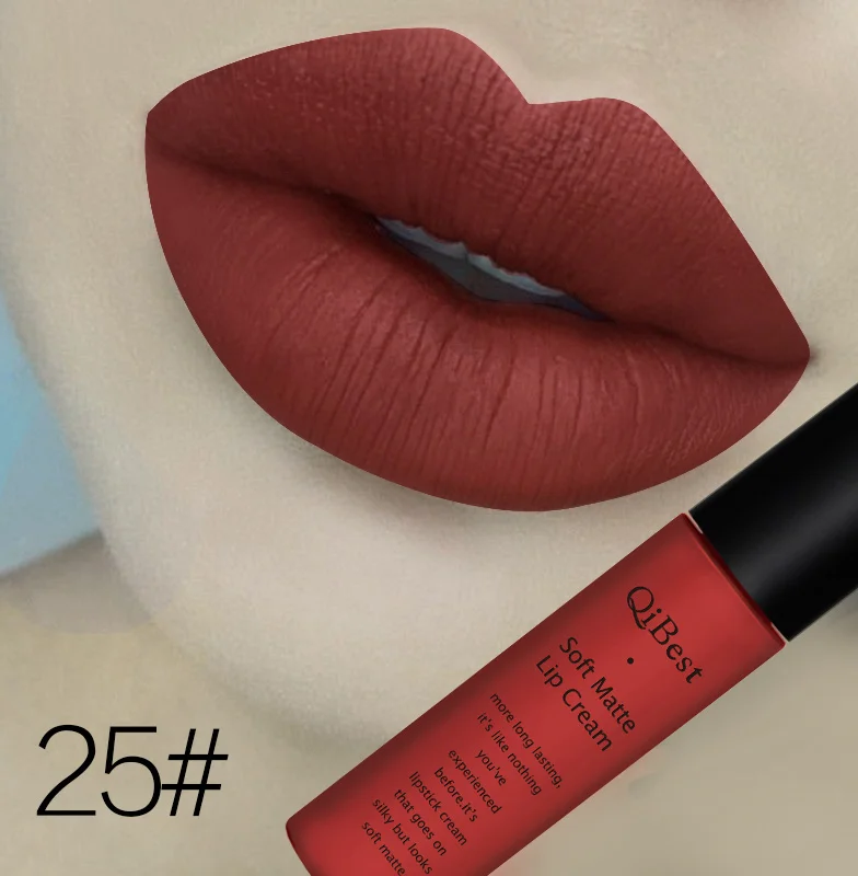 Бренд beauty Lips макияж водостойкий блеск для губ матовый блесек для губ помада косметический стойкий пигмент телесного цвета бархатная жидкая губная помада матовая партия - Цвет: 25