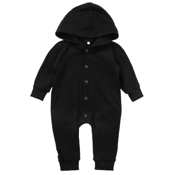 

Cute Newborn Kids Baby Boy Romper Cotton Hooded Button Jumpsuit Outfits