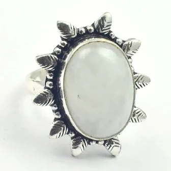 

Rainbow Moonstone Ring Silver Overlay over Copper, USA Size 7.75 , R3682