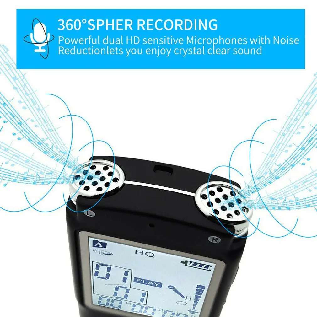 Портативный цифровой диктофон Голосовая активация цифровой звук аудио рекордер Запись Диктофон MP3-плеер