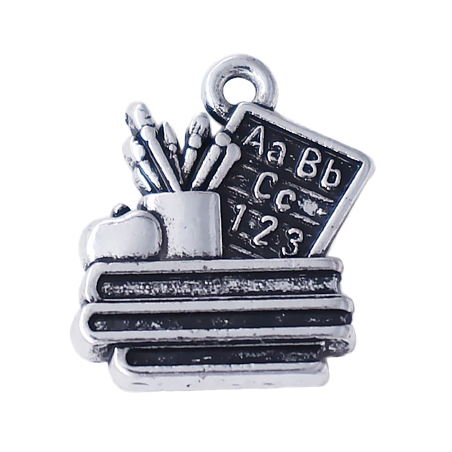personalized blackboard pencil book metal pendant for school symbol for teacher