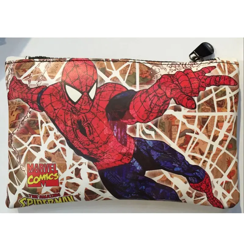 

DC Marvel Comics Spider-man Purse Pen Pencil Stationery Wallet Leather Card Key Coin Money Bag Case Rectangle Zipper Wallets