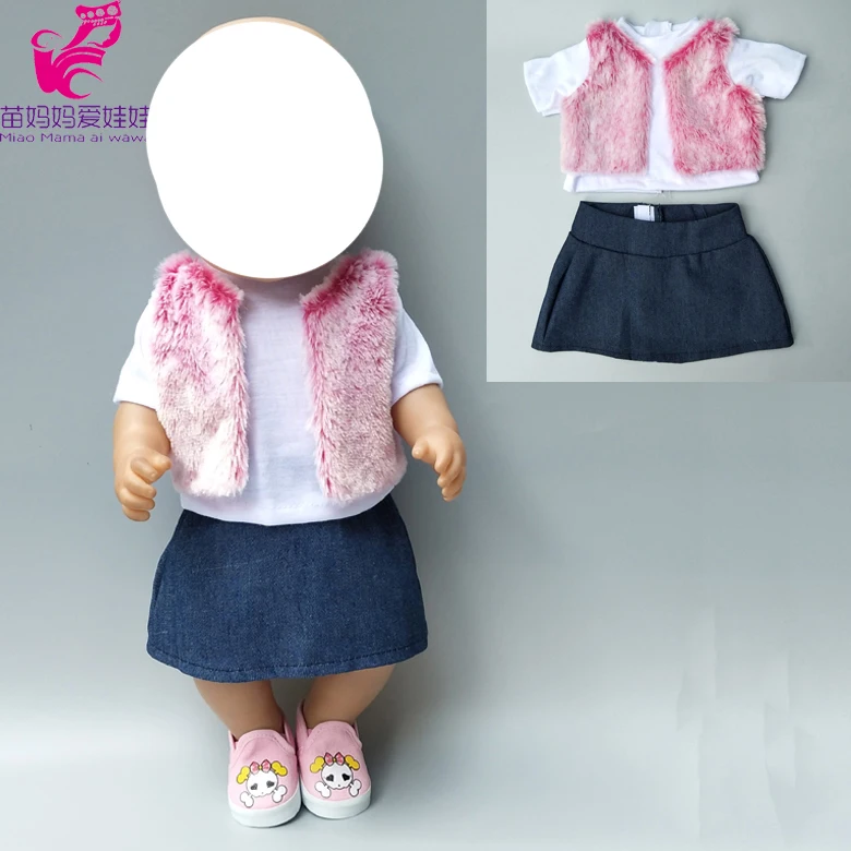 

Doll coat for 40cm 43cm reborn Baby Doll clothes skirt fur vest shirt 18 inch girl doll winter clothes toys wear