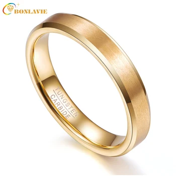

2018 Gold Color Thin 4mm Width Men Women Rings Tungsten Carbide Couple Anillos Fashion Jewelry Wedding Bands