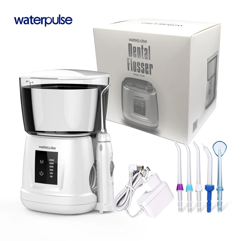 

Waterpulse V700PLUS Water Flosser 1000ml Capacity Oral Irrigator Dental Tooth Floss Tool Oral Irrigation Oral Hygiene 6pcs tips