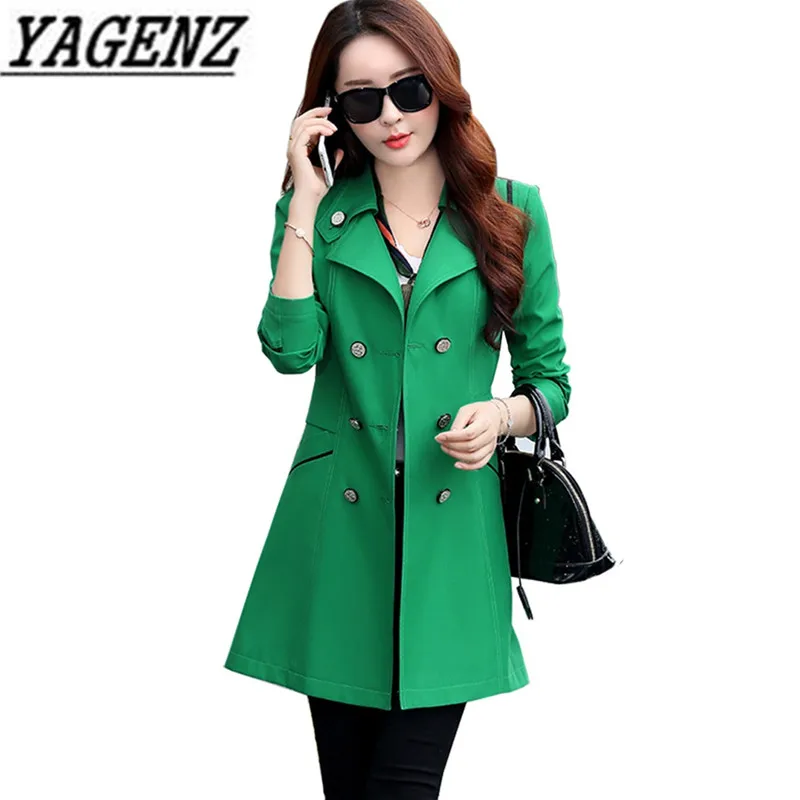 

Hot 2018 Double breasted Female Windbreaker Coat Spring Autumn Korea Candy colors Slim Outerwear Casual Solid Women Trench Coats